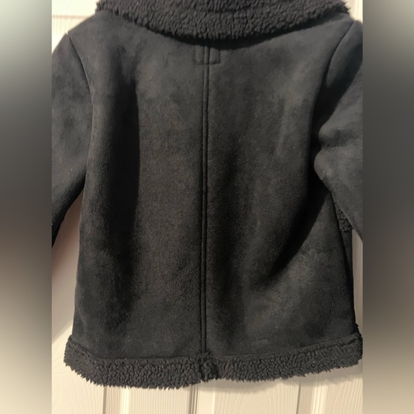 Art Class Girl's Black Faux Suede Shearling Trim Coat - Picture 4 of 8